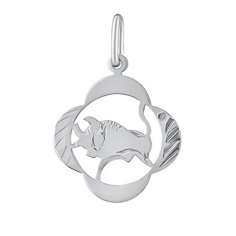 Silver Zodiac Sign Taurus Pendant - Quadrifoglio Silvegob10281S05