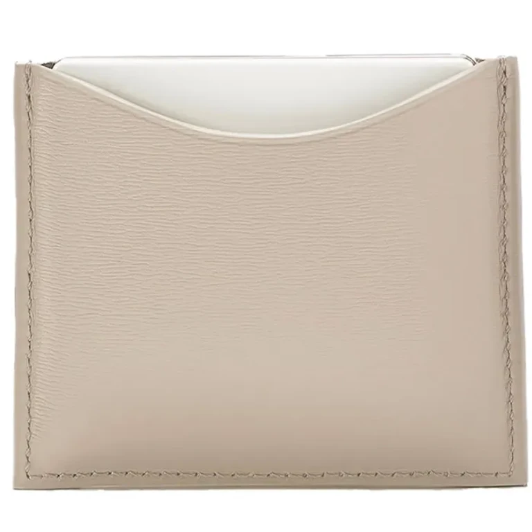 Compact beige leather case La Bouche Rouge