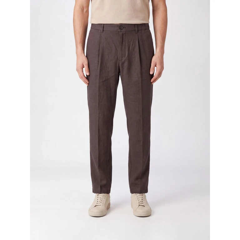 HERNO Linen Chino Trousers with Pleats and Rear Welt Pockets (PT000185U171478800)