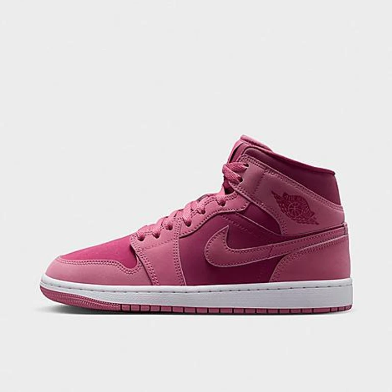 Jordan Women's Air Retro 1 Mid Casual Shoes in Desert Berry/White/Sweet Beet Size: 5.0
