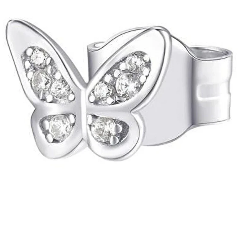 Single Silver Earrings with Zirconia Butterfly Stories Rzo052R