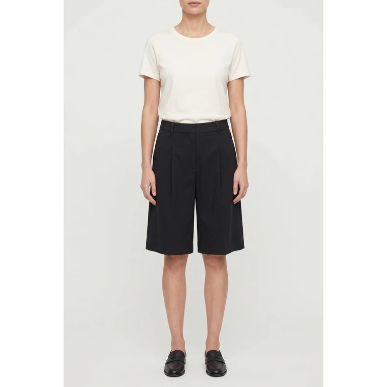 Black Tailored Culotte Shorts
