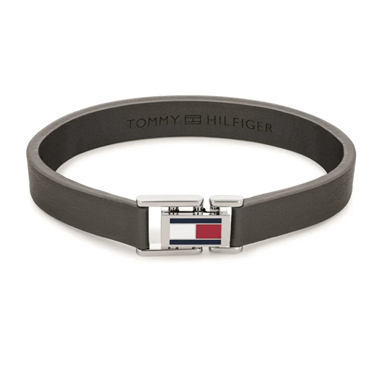 Gray Leather Bracelet With Steel Closure 2790428