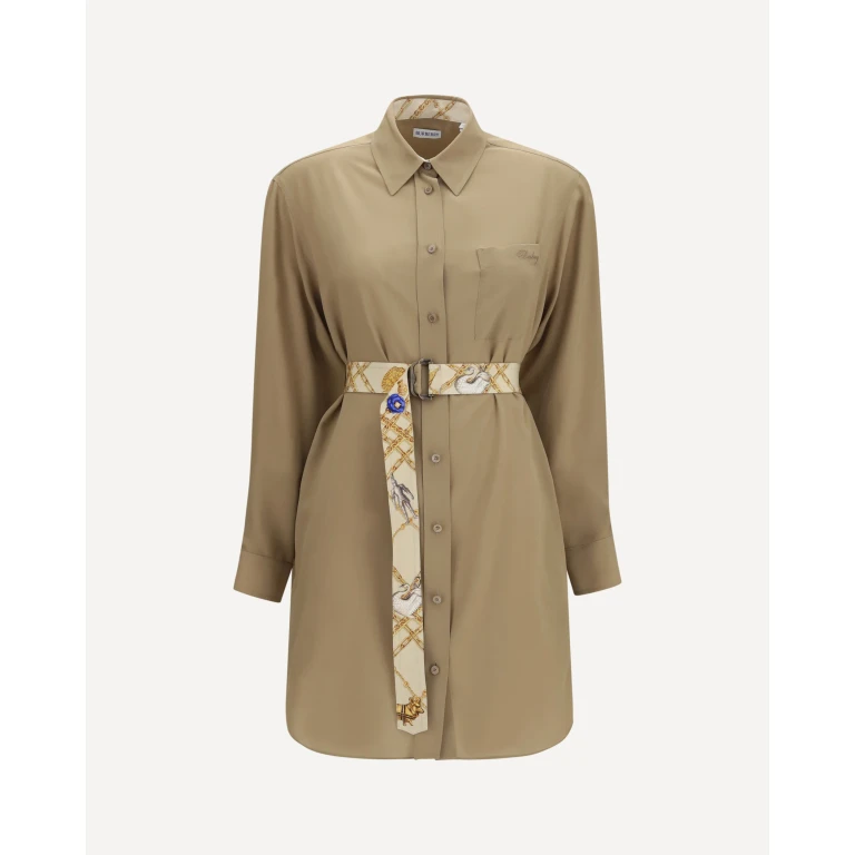 Robe chemise en crêpe de chine de soie Burberry