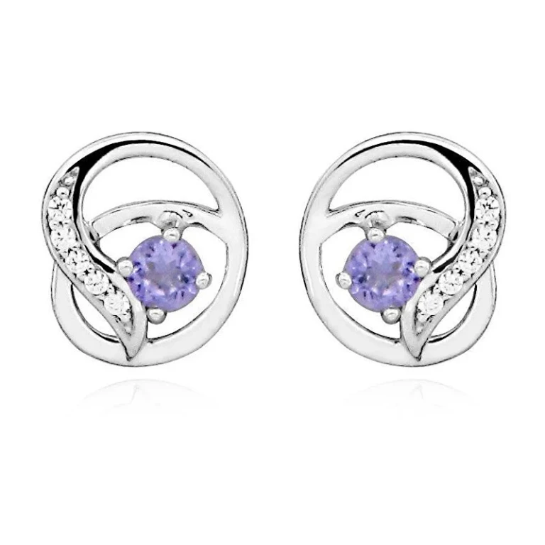 Silver Earrings with Synthetic Amethysts Sc458