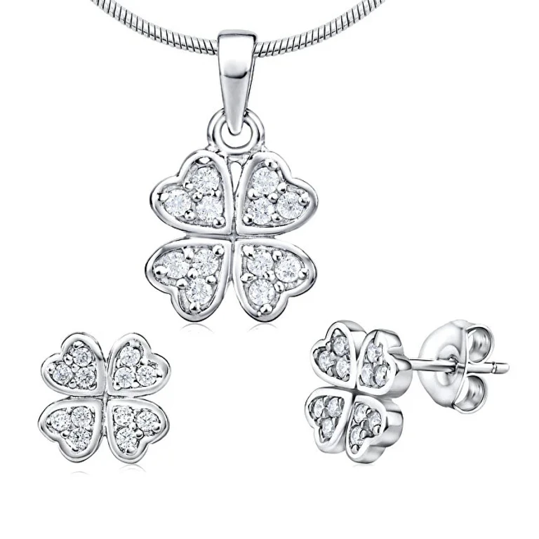 Quadrifoglio Set in Silver Jjjs2238 (Earrings, Pendant)