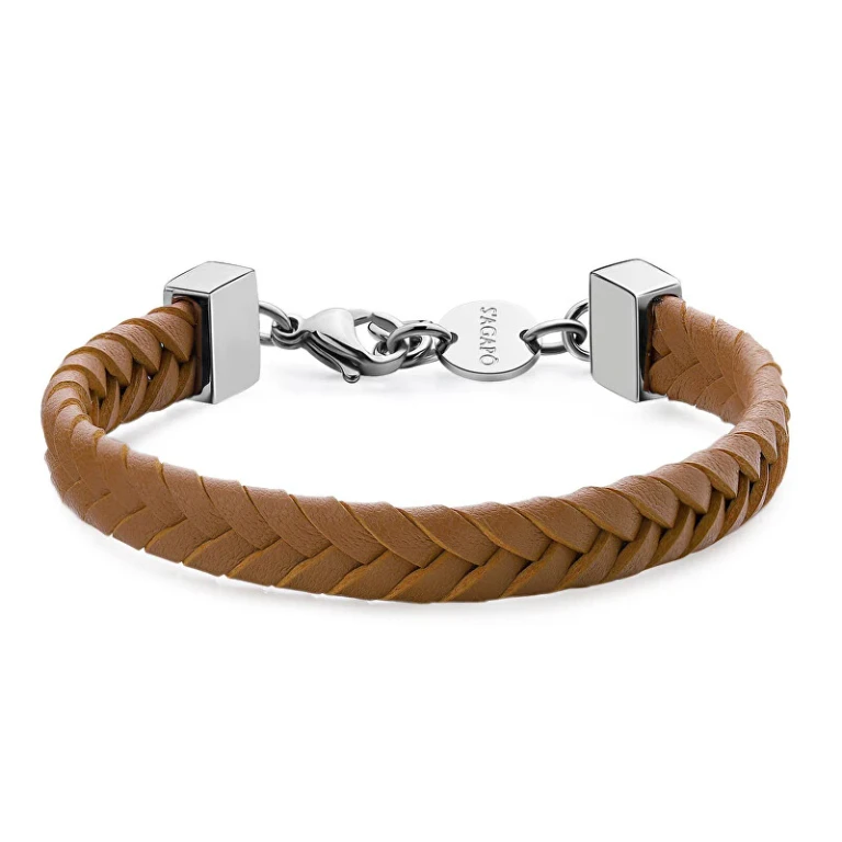 Men's Brown Faux Leather Bracelet Ripple Srp74