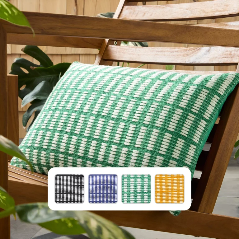 Alara Textured Geo Stripe Indoor/Outdoor Decorative Pillow:- Green/Ivory, 14' x 20'