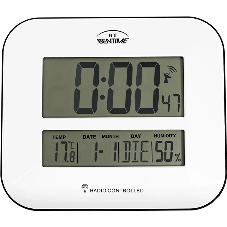 Radio Controlled Clock/Alarm Clock with Thermometer and Hygrometer H17-ET843W