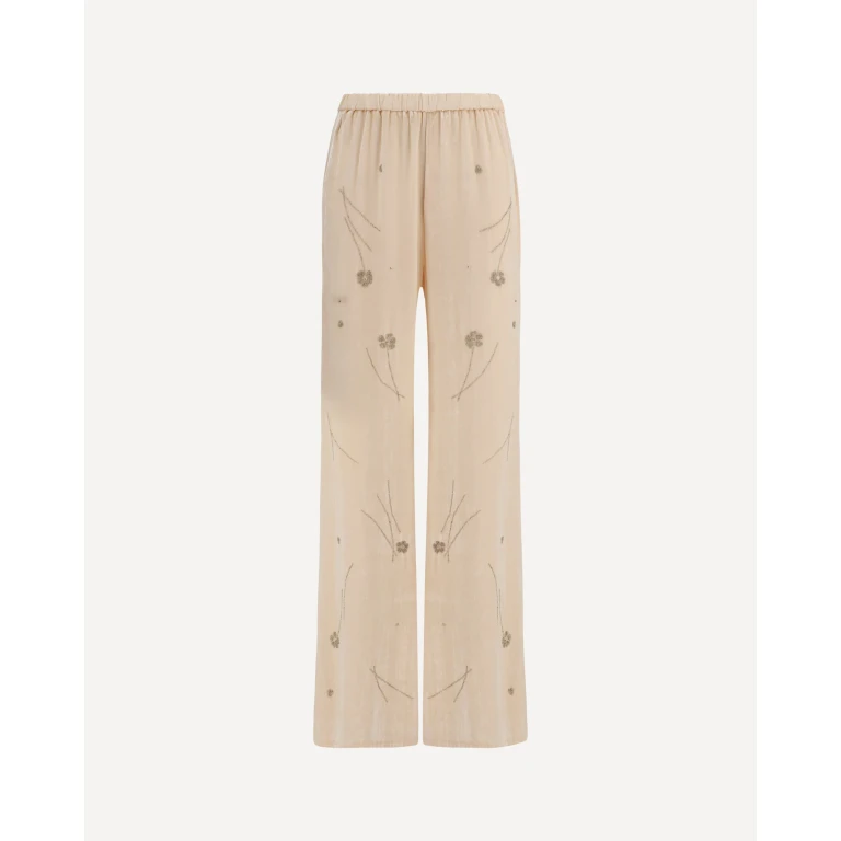 FORTE_FORTE Fleurs d'Orient embroidered crushed velvet Trousers Female II