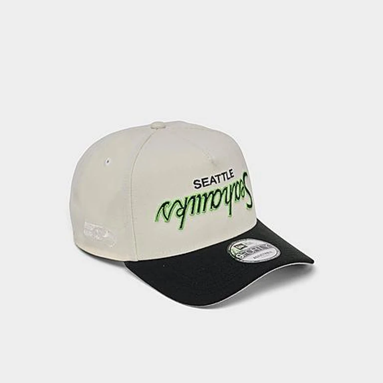 Seattle Seahawks NFL Upside Down 9FORTY A-Frame Snapback Hat in Chrome/Black