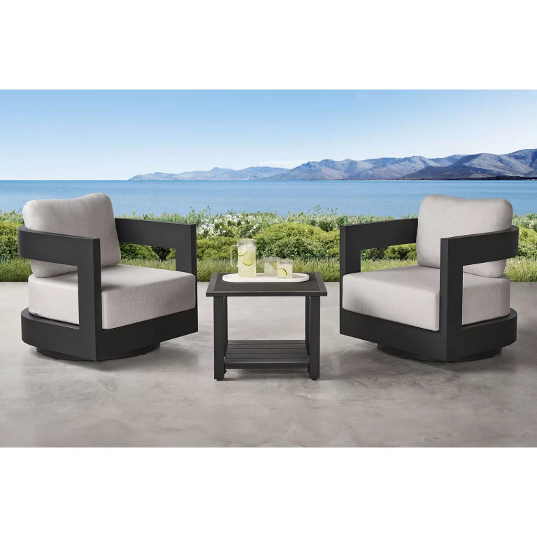 Palmero Swivel Chair Set with Sunbrella Fabric, 3pc