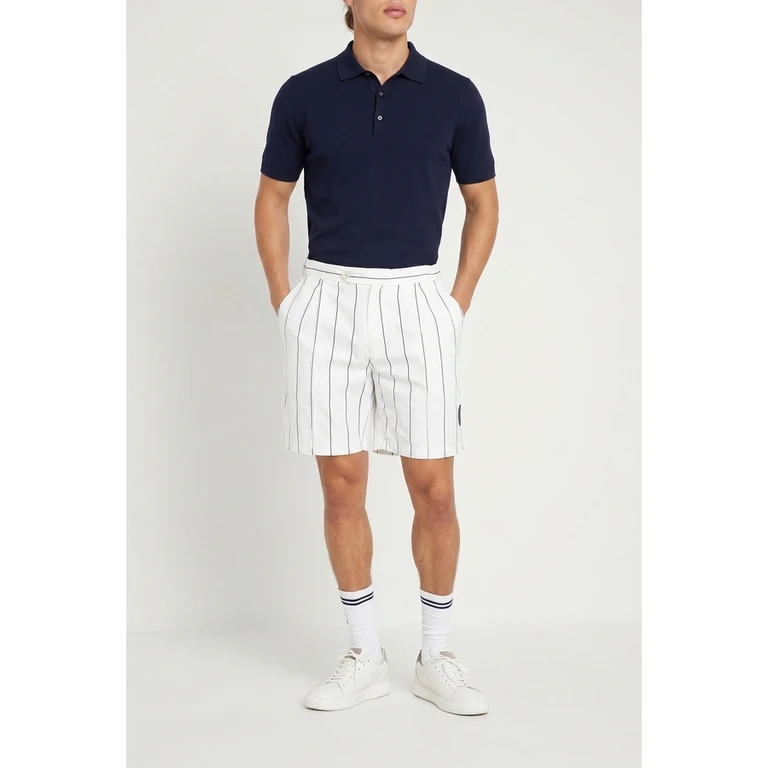 White Striped Tailored Shorts