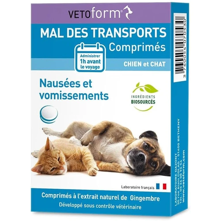 Dog and Cat Food supplement car sickness 30 tablets