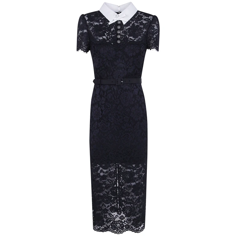 Dress Contrast Collar "Black Lace"