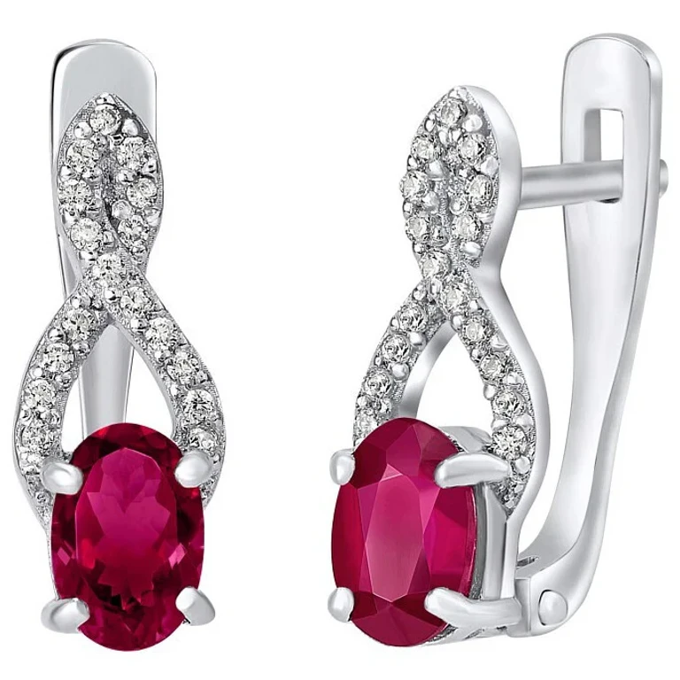 Silver Earrings With Synthetic Ruby Grace Qre03R
