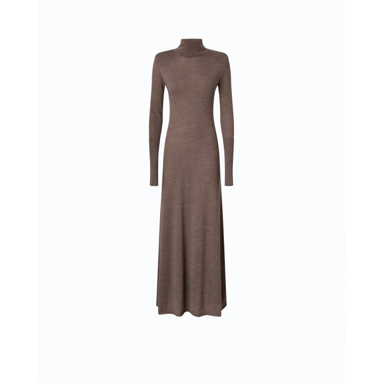 Robe longue à col roulé en laine mérinos - XS