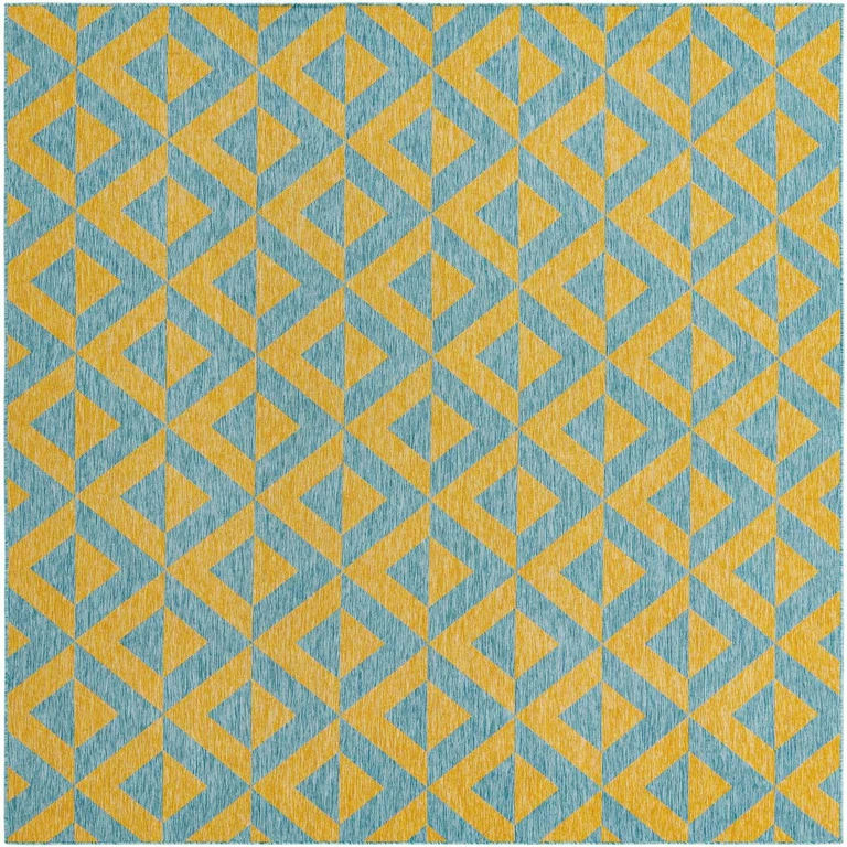 Napa Outdoor Rug:- Yellow/Aqua, 9' x 12'