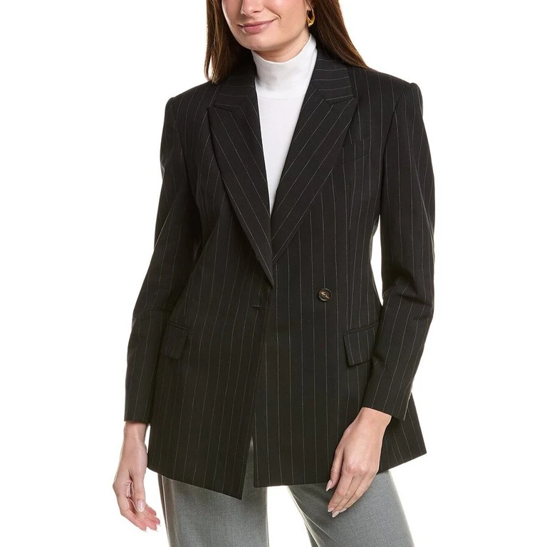 Black Pinstripe Tailored Blazer