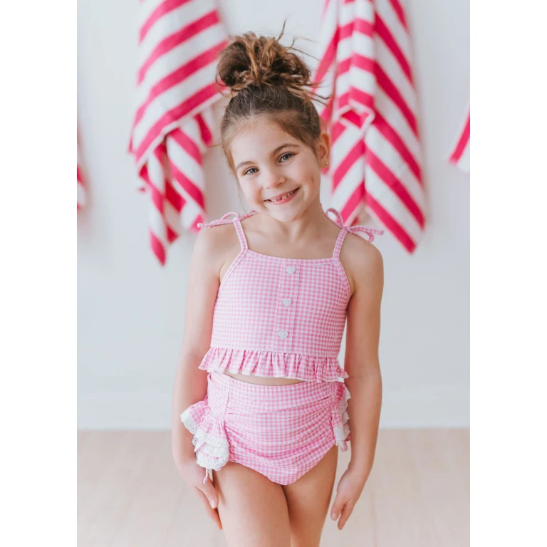 Paradise Pink Gingham High Waisted Bikini