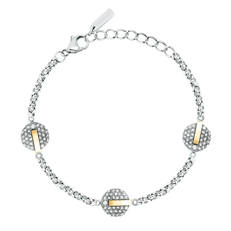 Sparkling Two-Tone Steel Bracelet T-Round Tjayf10