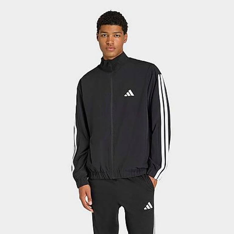 adidas Men's 3-Stripes Woven Track Top in Black Size: Small