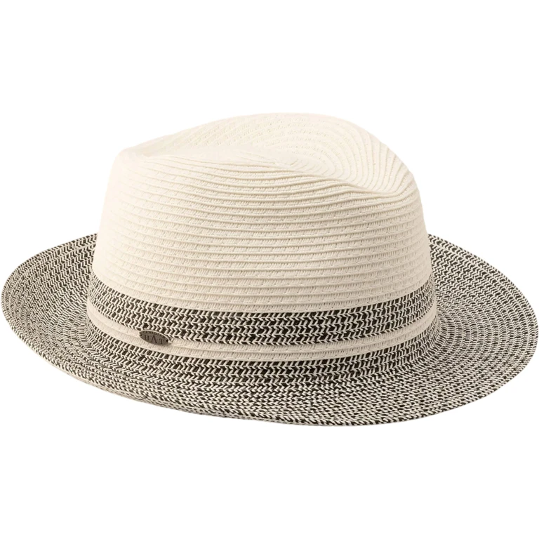 Fulvio Bi-Color Short Fedora Hat with Straw Detail - Unisex