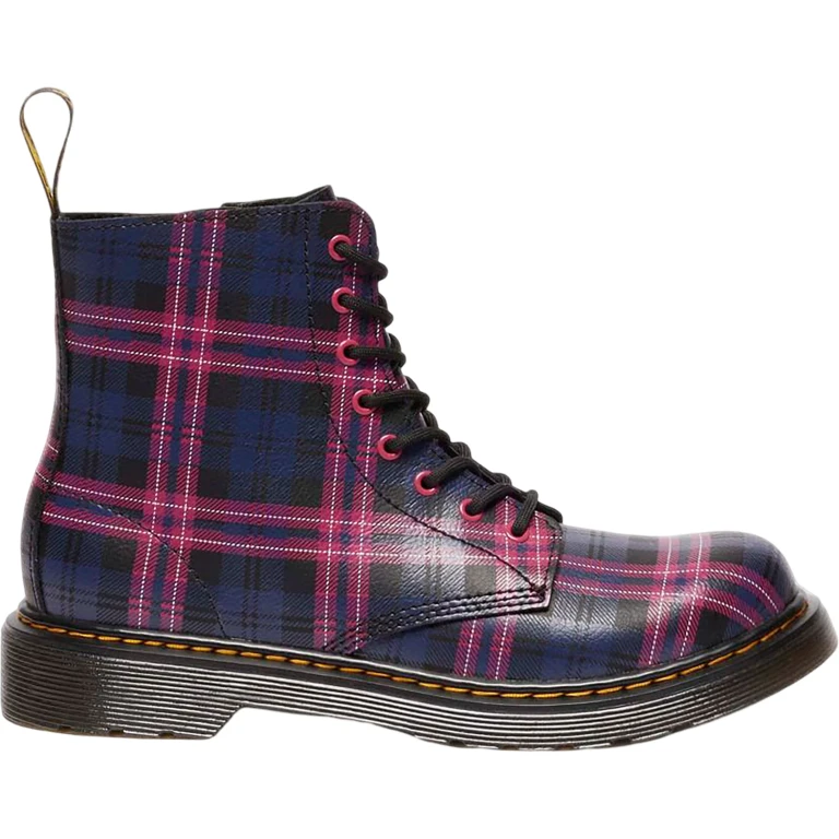 1460 Pascal Junior Pink Tartan Lace Up Boots - Kids