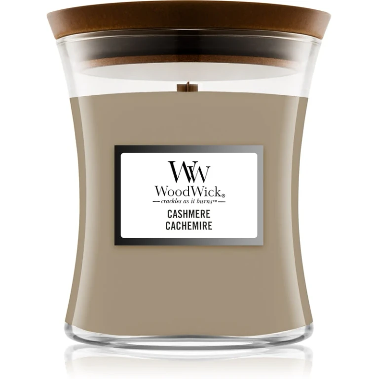 Cashmere Scented Candle 275 g - Wooden Wick, Slow Burning and Elegante Fragrance