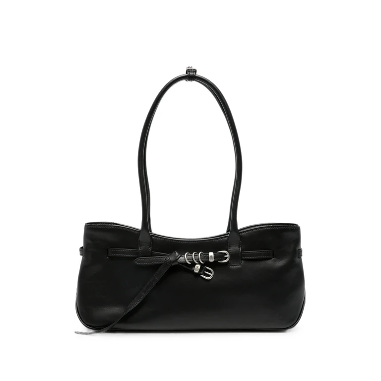 Buckled Leather Shoulder Bag