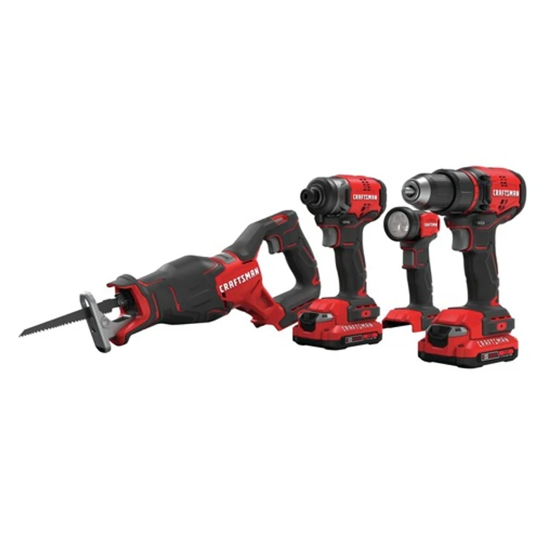 V20 Brushless Lithium-Ion Cordless 4-Tool Combo Kit with 2 Batteries (2 Ah)