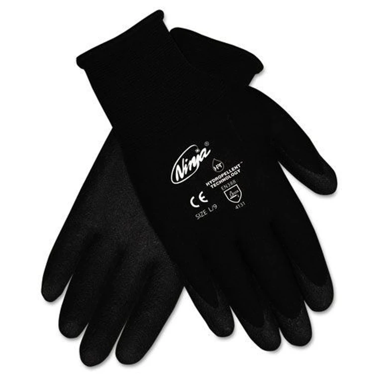 Ninja HPT PVC coated Nylon Gloves - Black Large (1-Pair)
