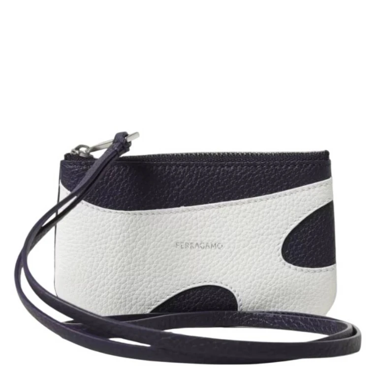 Grey Cut-Out Leather Zip Pouch