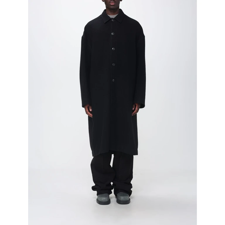 Single-Breasted Long Coat in Merino Wool with Dropped Shoulders (RU02F4970WBD09)