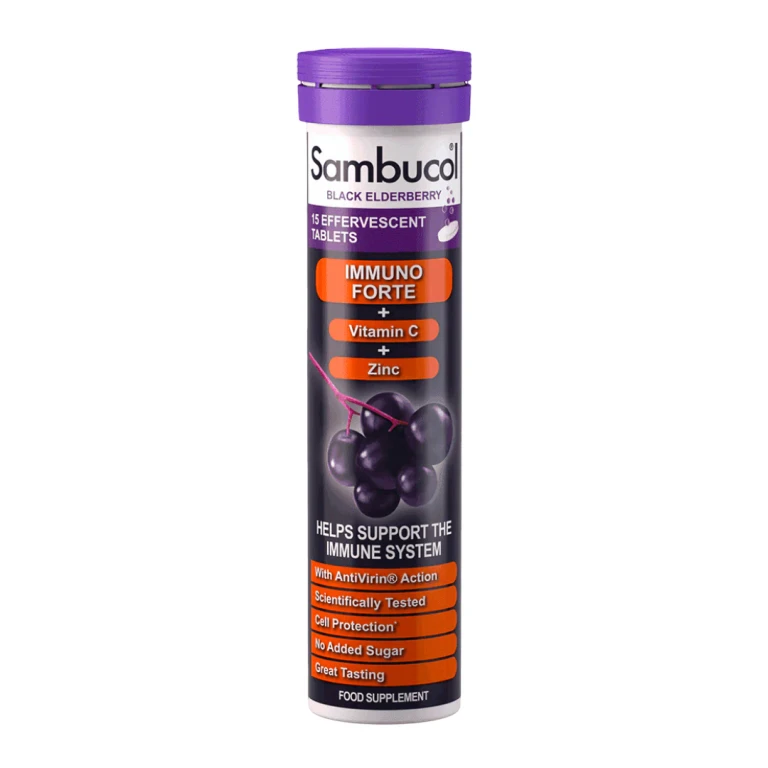 Immuno Forte+ Black Elderberry Vitamin C and Zinc Immune System Support Effervescent Tablets 15 pieces