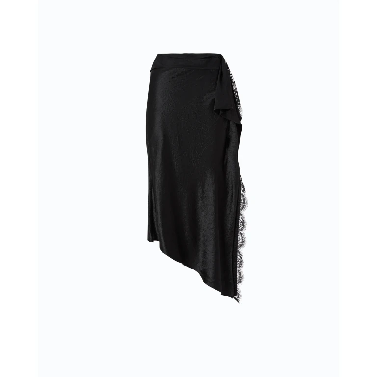 Jupe mi-longue asymétrique en satin - 44