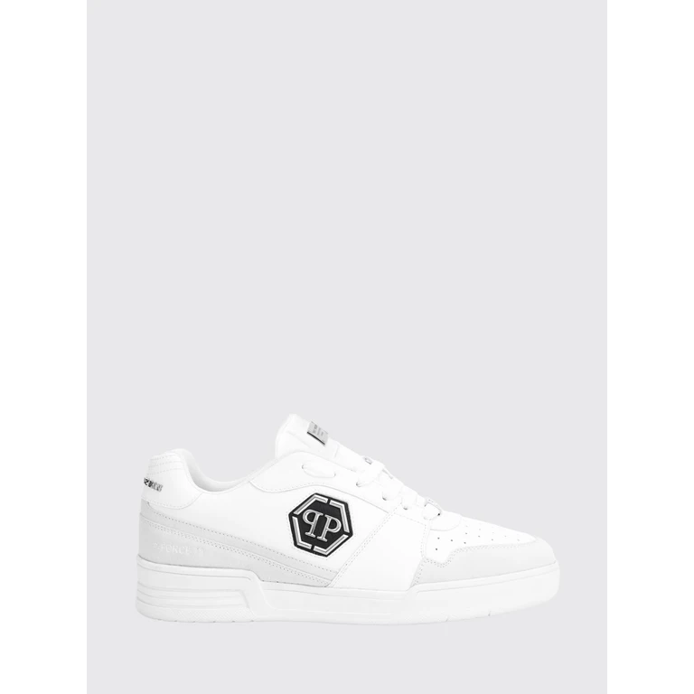 Low-Top Sneakers in Leather and Suede with Monogram and Hexagon Logo (LAESUSC0979PLE022N01)