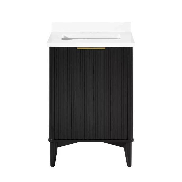 Gabi 24' W x 22' D Freestanding Bathroom Vanity with Sink, Black:- Black