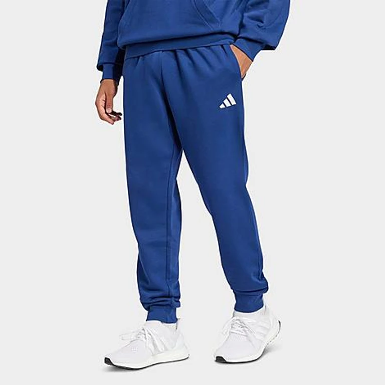adidas Men's Essentials Feelcozy Fleece Jogger Pants in Dark Blue/White Size: Small