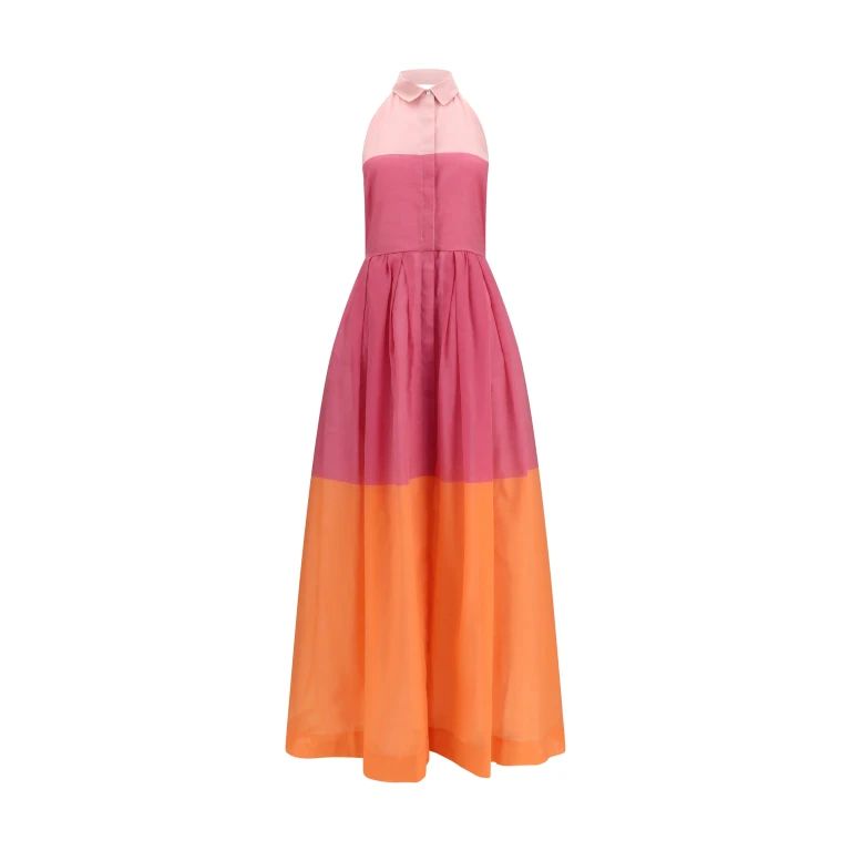 Dress Eglelong Orange/Pink Silk-Cotton
