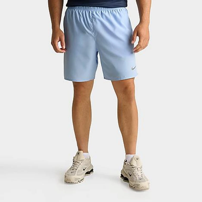 Nike Men's Dri-FIT Challenger Brief-Lined 7" Running Shorts in Psychic Blue/Anthracite Size: Small