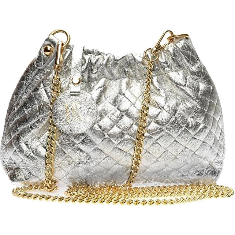 Women's Silver Leather Handbag