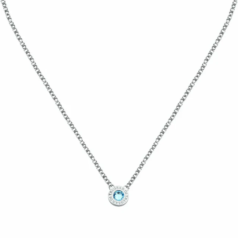 Steel Necklace With T Logo And Blue Crystals Tjaxc109