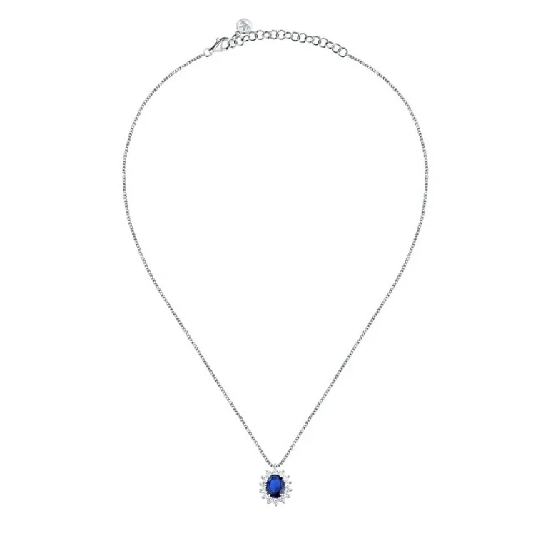 Elegante Silver Necklace with Blue Zirconia Tesori Saiw279