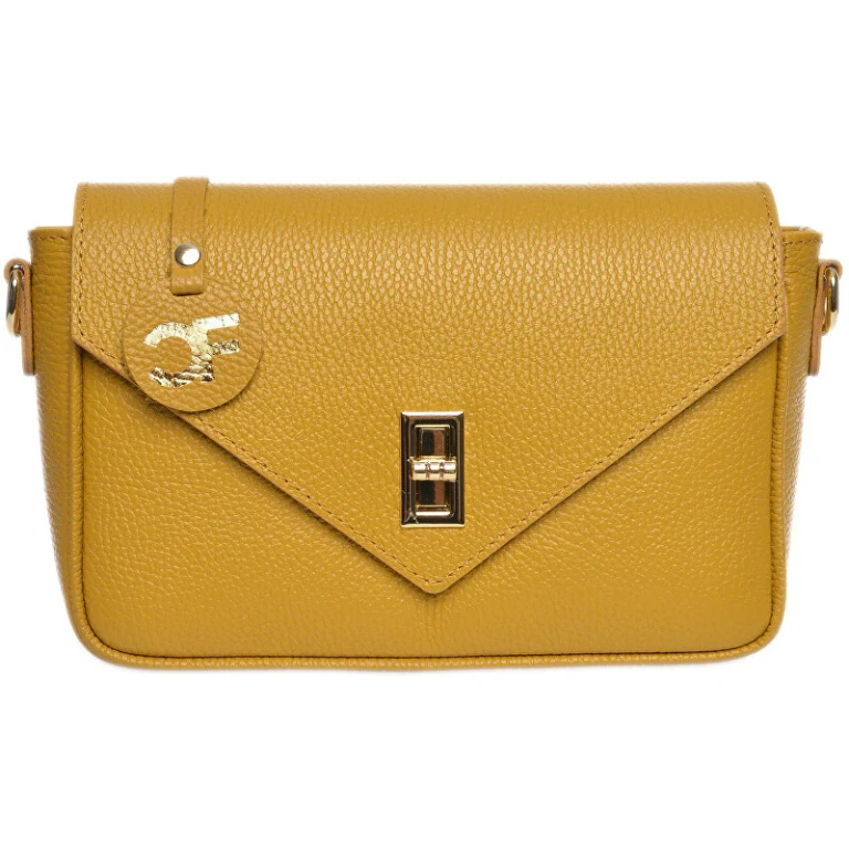 Women's Leather Crossbody Bag in mustard color