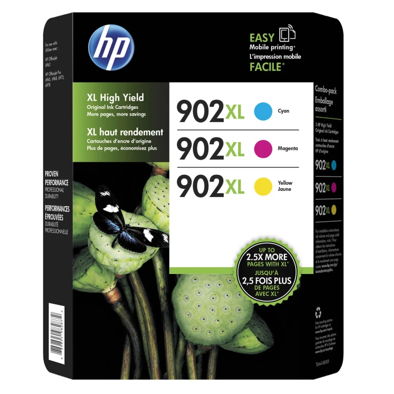 902XL High-Yield Cyan, Magenta, Yellow Original Ink Cartridge, 3/Pk