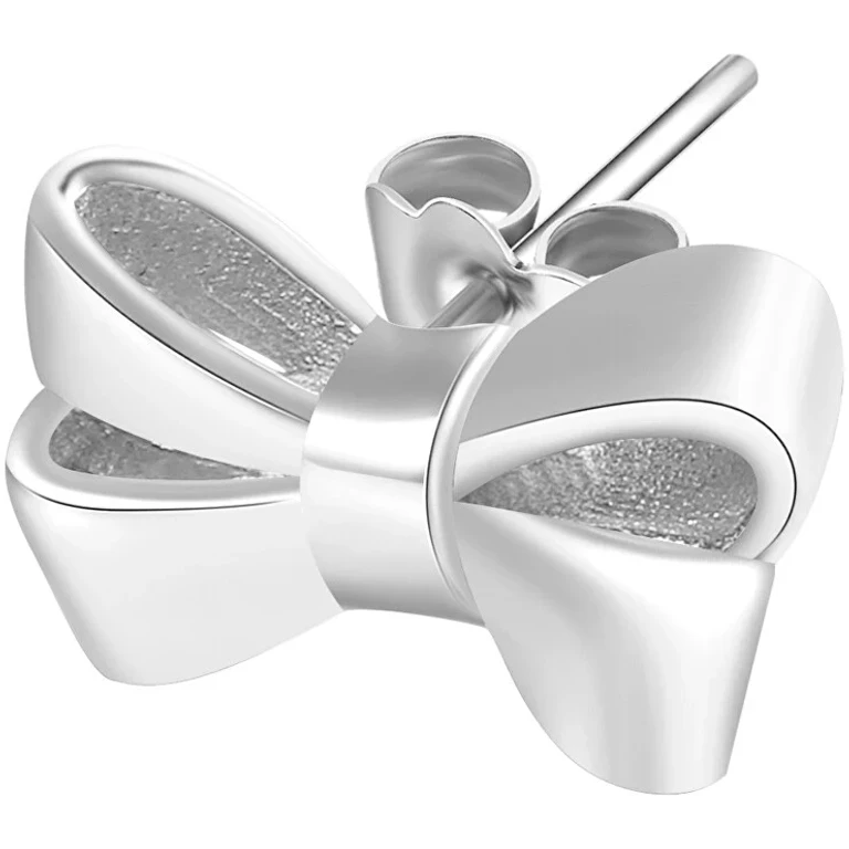 Single Silver Earrings Bows Storie Rzo018R