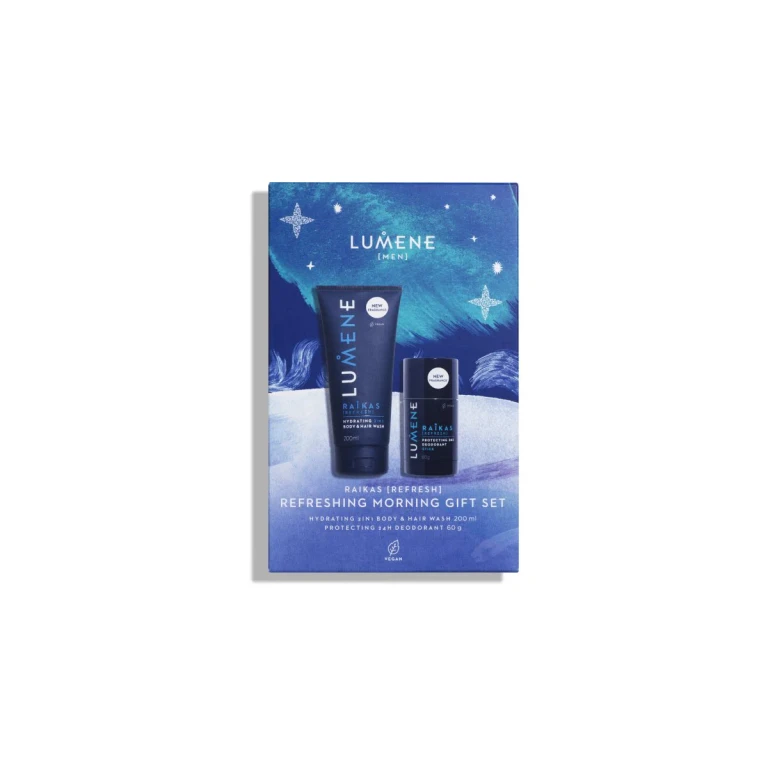 RAIKAS Refresh Body Gift Set for Men 2 in 1 Shower Gel and Shampoo for Men 200ml + 24h Solid Deodorant 60g