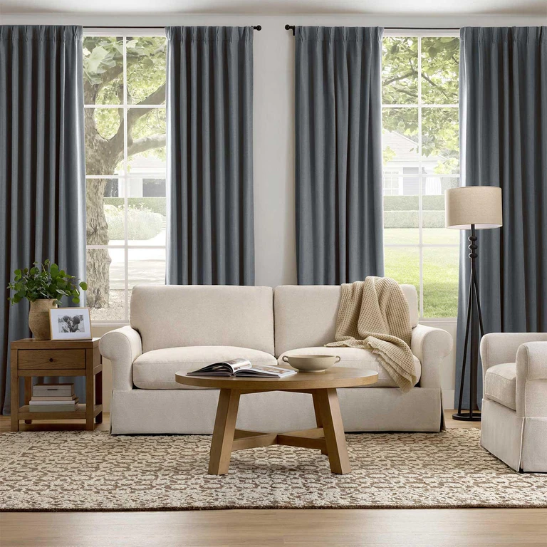 Brinkley Linen Rolled Arm Skirted Sofa