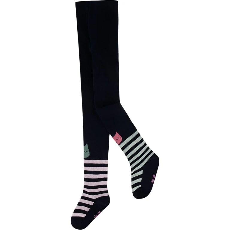 Dark Blue Knit Tights - Little Girl